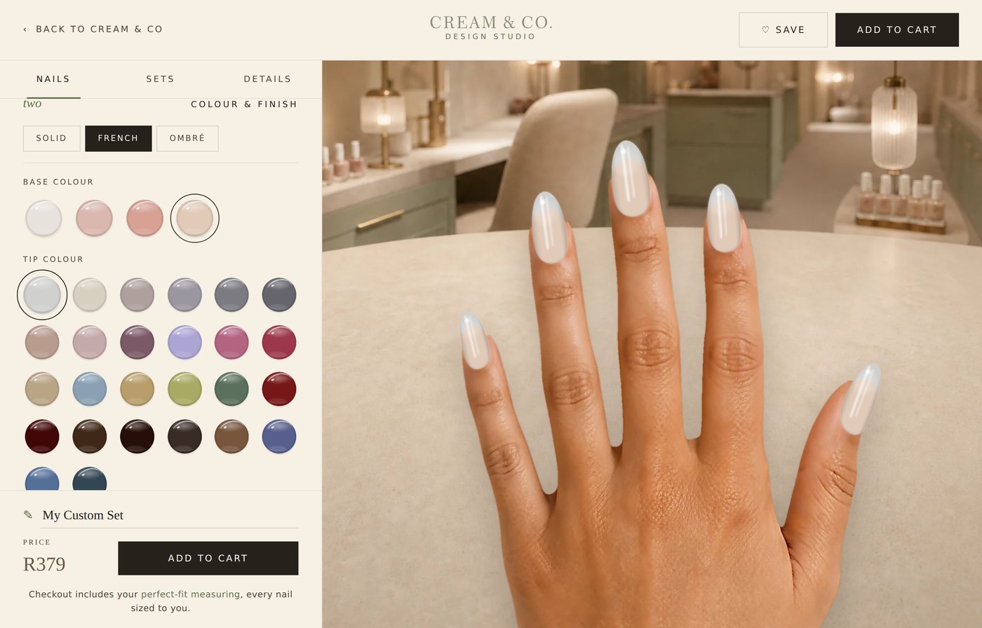 The Cream & Co Design Studio: a set previewed live on a real hand